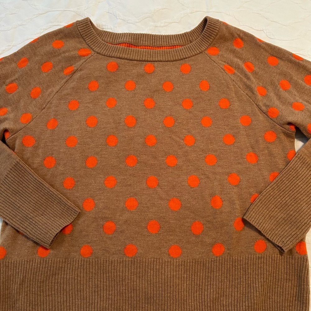 GAP Brown and Orange Polka Dot Sweater